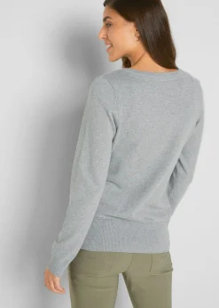 bonprix bonprix Chaqueta de punto fino con algodón reciclado gris moteado Discount