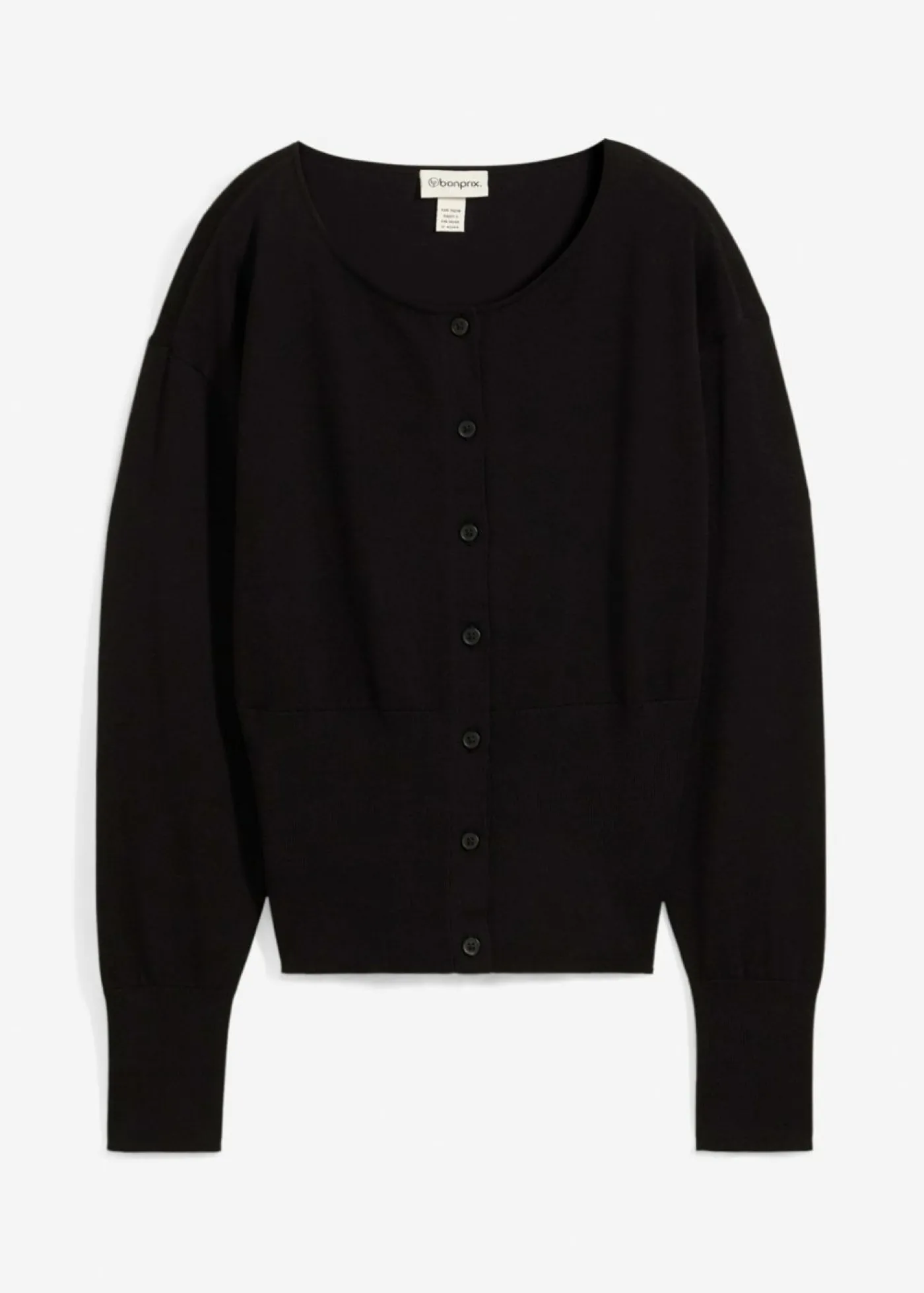 bonprix bonprix Chaqueta de punto fino con cuello redondo Negro Sale