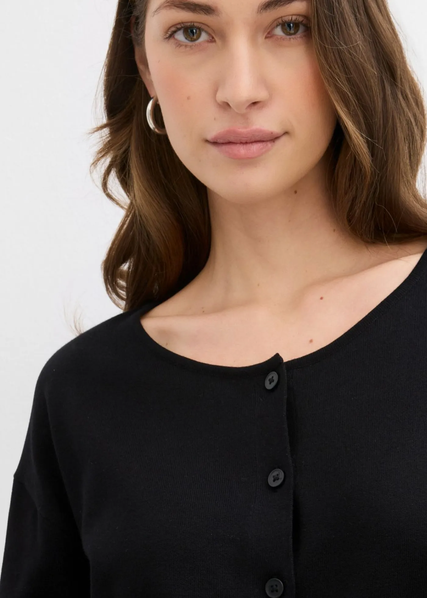 bonprix bonprix Chaqueta de punto fino con cuello redondo Negro Sale