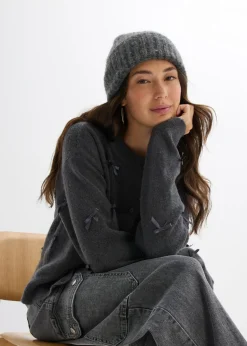 bonprix bonprix Chaqueta de punto fino con lazos antracita moteado Best