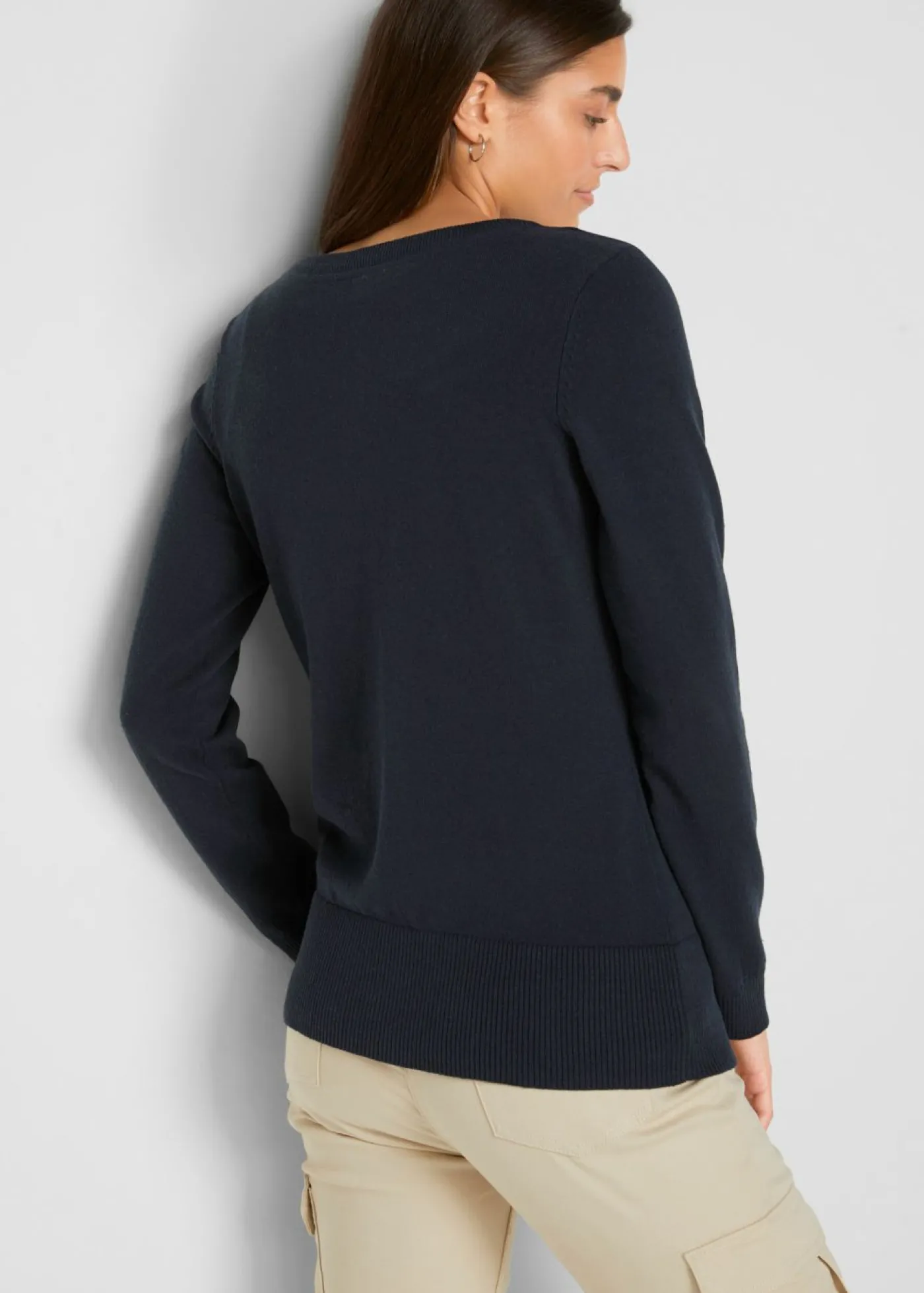 bonprix bonprix Chaqueta de punto fino con algodón reciclado Azul oscuro Sale
