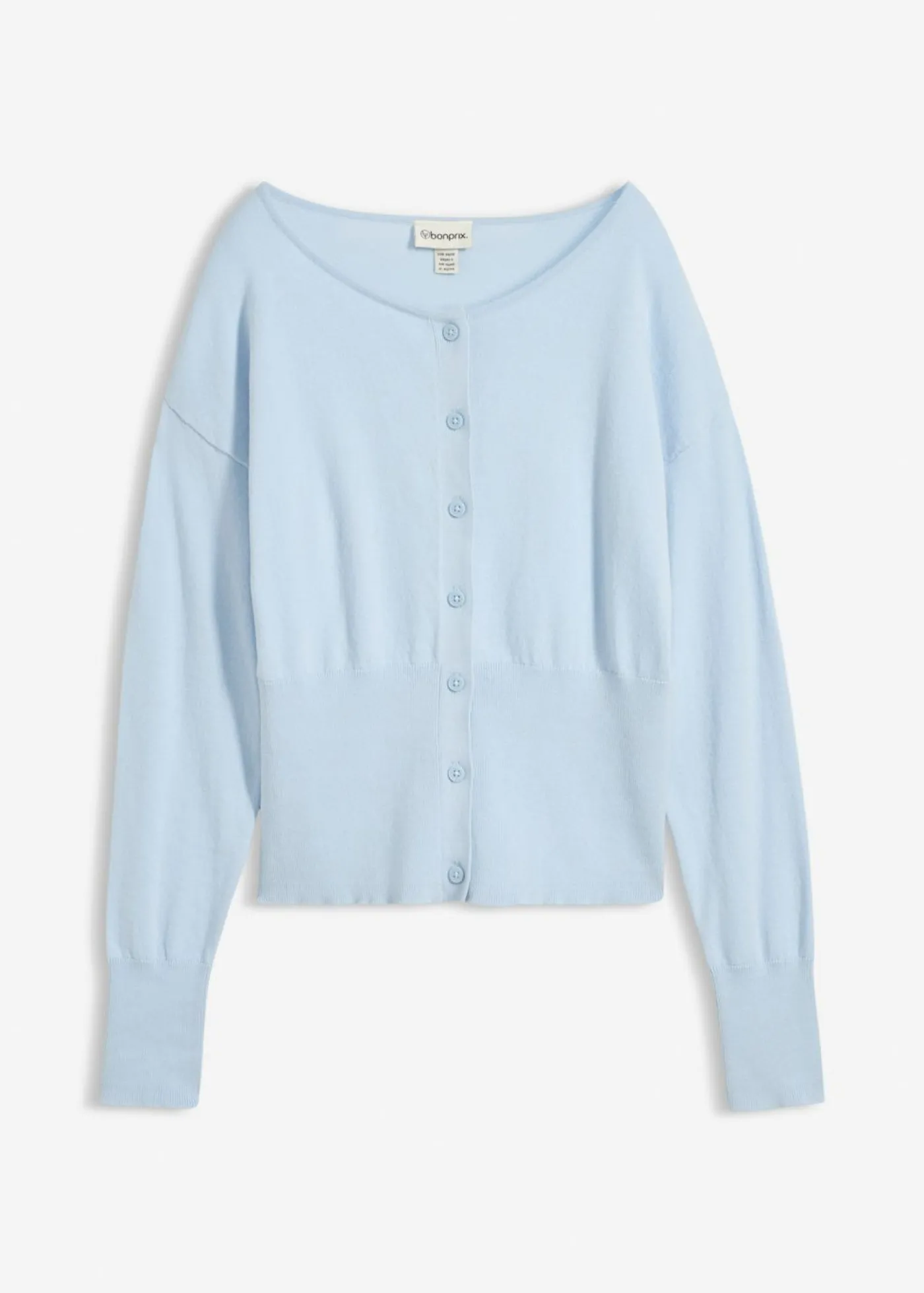 bonprix bonprix Chaqueta de punto fino con cuello redondo azul pálido Discount