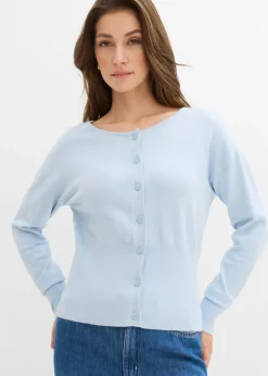 bonprix bonprix Chaqueta de punto fino con cuello redondo azul pálido Discount