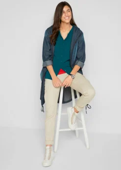 bonprix bonprix Chaqueta de punto fino con algodón reciclado Verde oscuro