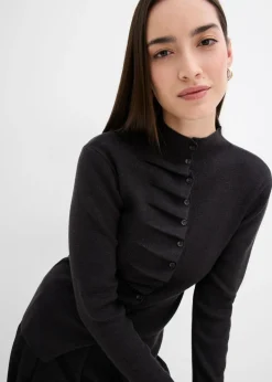 bonprix bonprix Chaqueta de punto fino de mezcla de viscosa suave Antracita jaspeado Outlet