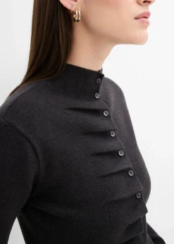 bonprix bonprix Chaqueta de punto fino de mezcla de viscosa suave Antracita jaspeado Outlet