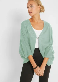 bonprix bonprix Chaqueta de punto fino de algodón puro Verde pastel Best