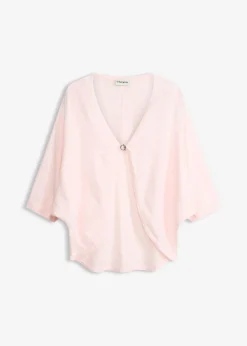 bonprix bonprix Chaqueta de punto fino de algodón puro Rosa claro