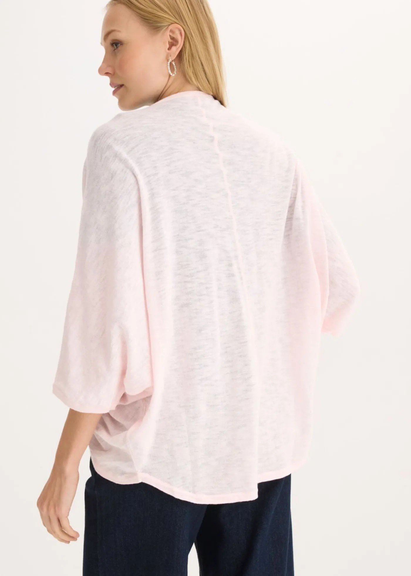 bonprix bonprix Chaqueta de punto fino de algodón puro Rosa claro