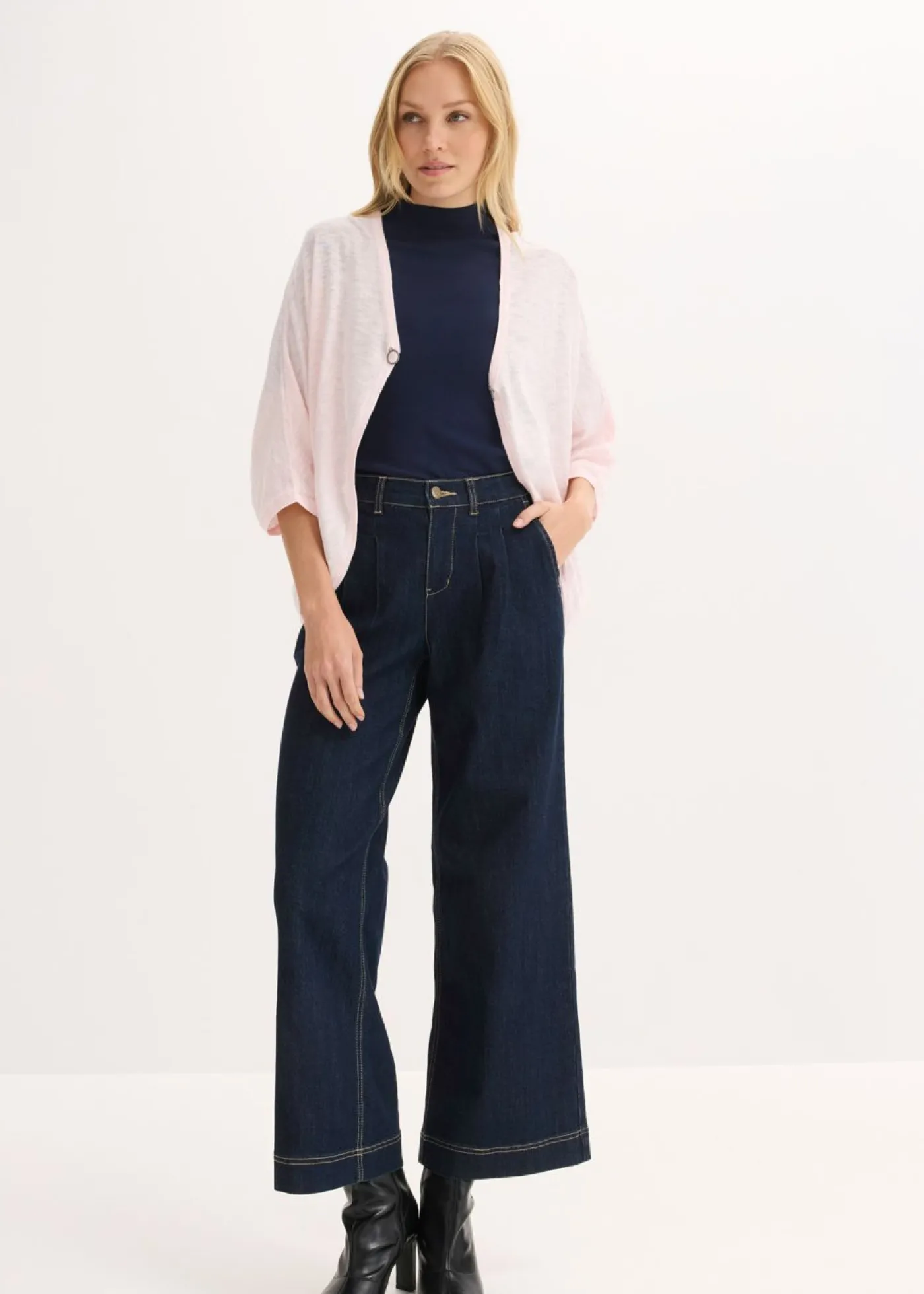 bonprix bonprix Chaqueta de punto fino de algodón puro Rosa claro