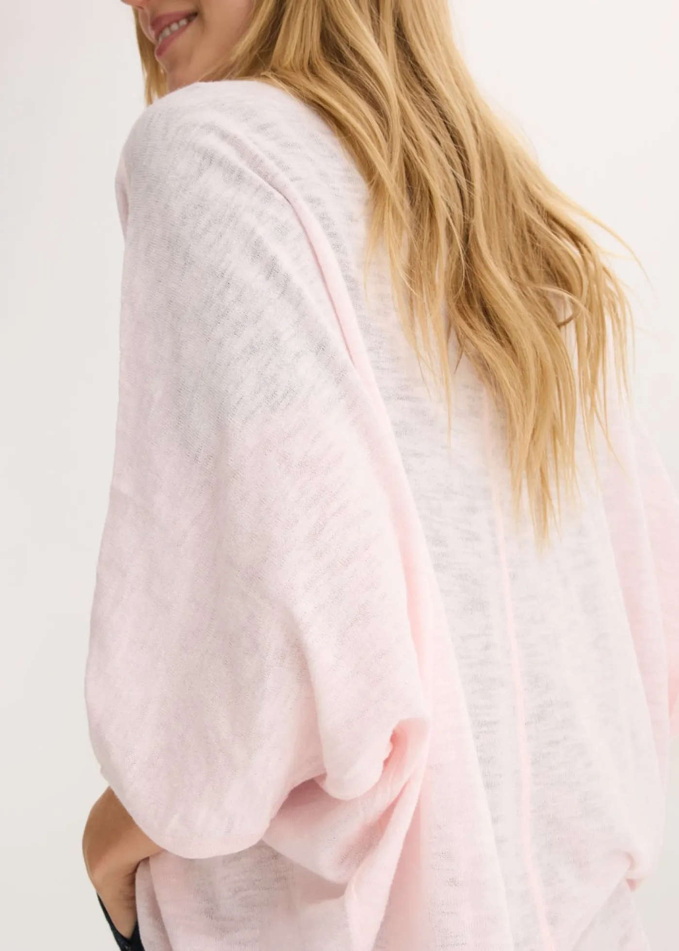 bonprix bonprix Chaqueta de punto fino de algodón puro Rosa claro