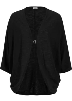 bonprix bonprix Chaqueta de punto fino de algodón puro Negro