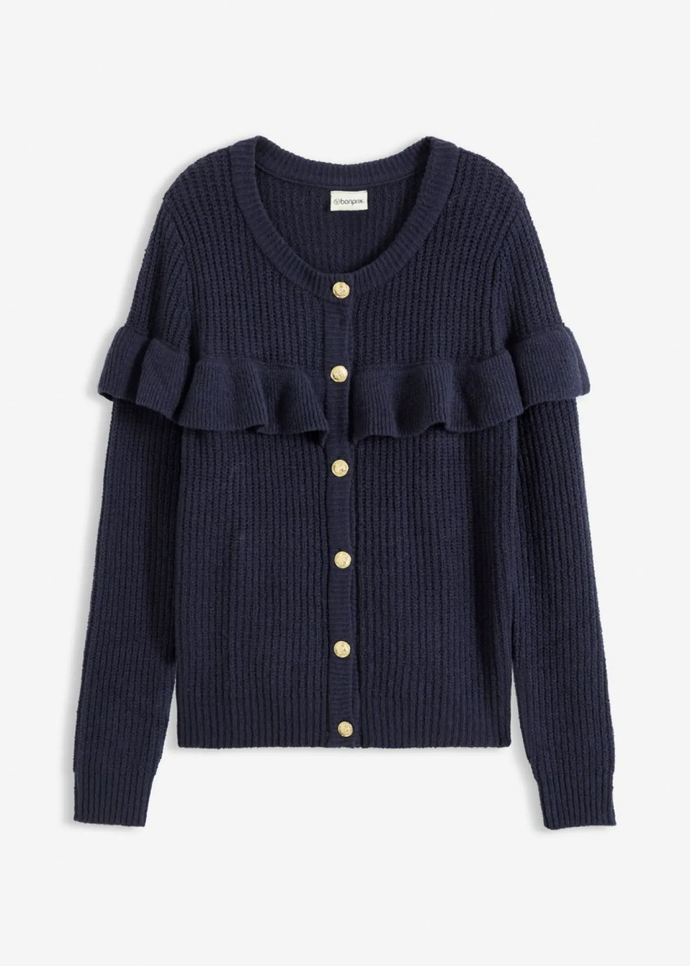 bonprix bonprix Chaqueta de punto fino de mezcla de algodón Azul marino