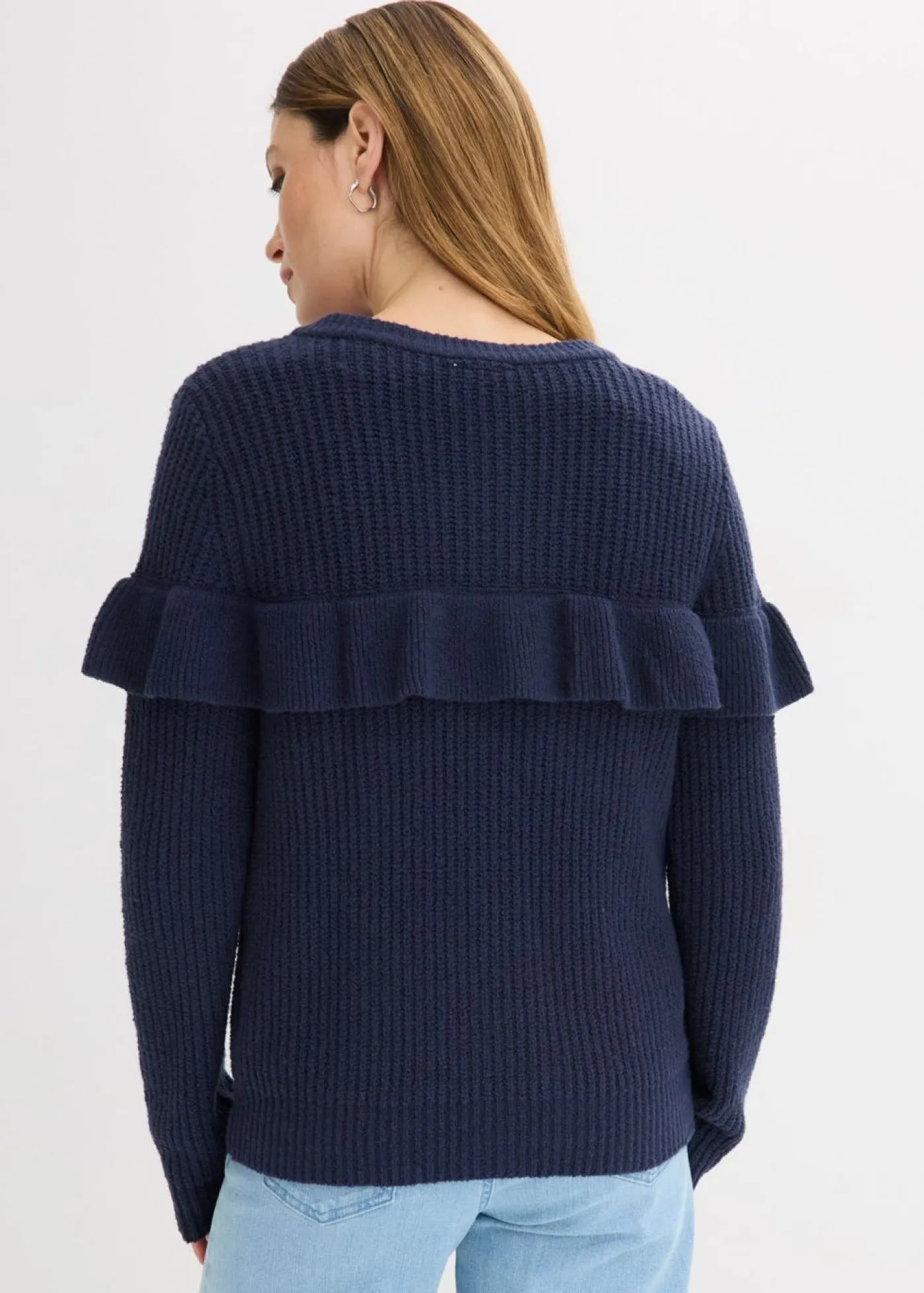 bonprix bonprix Chaqueta de punto fino de mezcla de algodón Azul marino