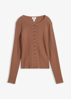 bonprix bonprix Chaqueta de punto fino de mezcla de viscosa suave Marrón castaño