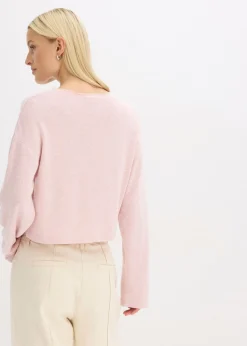 bonprix bonprix Chaqueta de punto fino de canalé rosa ceniza moteado Outlet