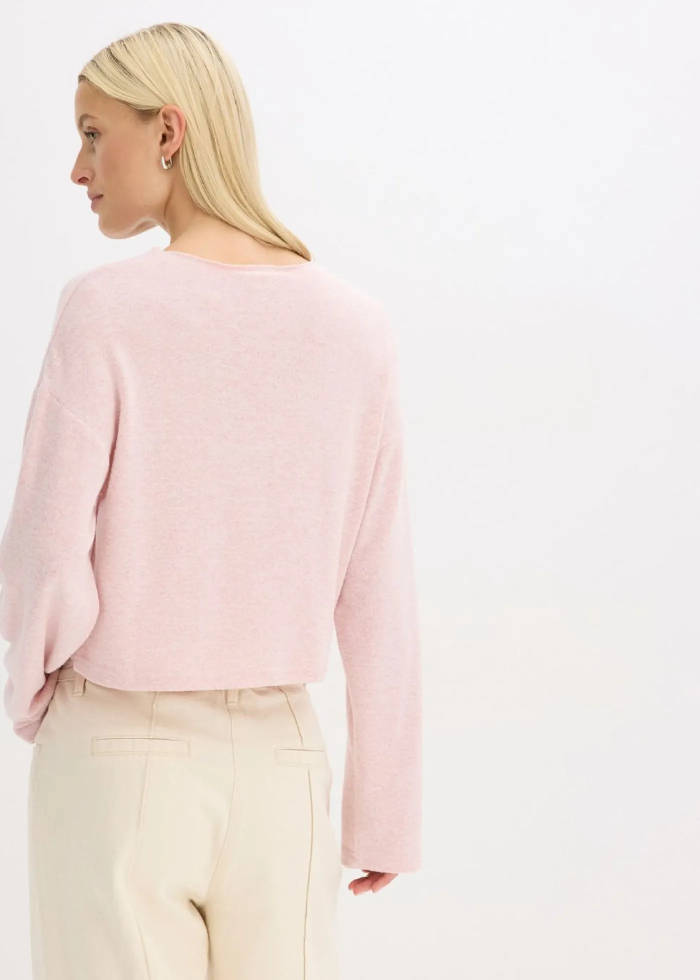 bonprix bonprix Chaqueta de punto fino de canalé rosa ceniza moteado Outlet