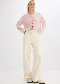 bonprix bonprix Chaqueta de punto fino de canalé rosa ceniza moteado Outlet