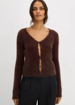 bonprix bonprix Chaqueta de punto fino de hilo suave Marrón oscuro Clearance