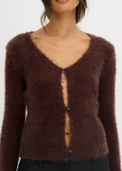bonprix bonprix Chaqueta de punto fino de hilo suave Marrón oscuro Clearance
