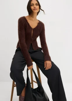 bonprix bonprix Chaqueta de punto fino de hilo suave Marrón oscuro Clearance