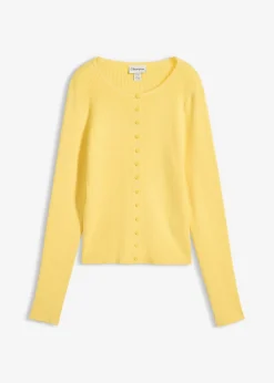bonprix bonprix Chaqueta de punto fino de mezcla de viscosa suave Amarillo New