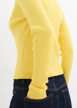 bonprix bonprix Chaqueta de punto fino de mezcla de viscosa suave Amarillo New