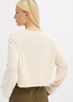 bonprix bonprix Chaqueta de punto fino de canalé gris guijarro moteado Online