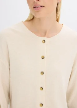 bonprix bonprix Chaqueta de punto fino de canalé gris guijarro moteado Online