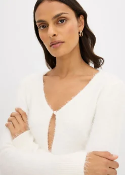 bonprix bonprix Chaqueta de punto fino de hilo suave Blanco lana Discount