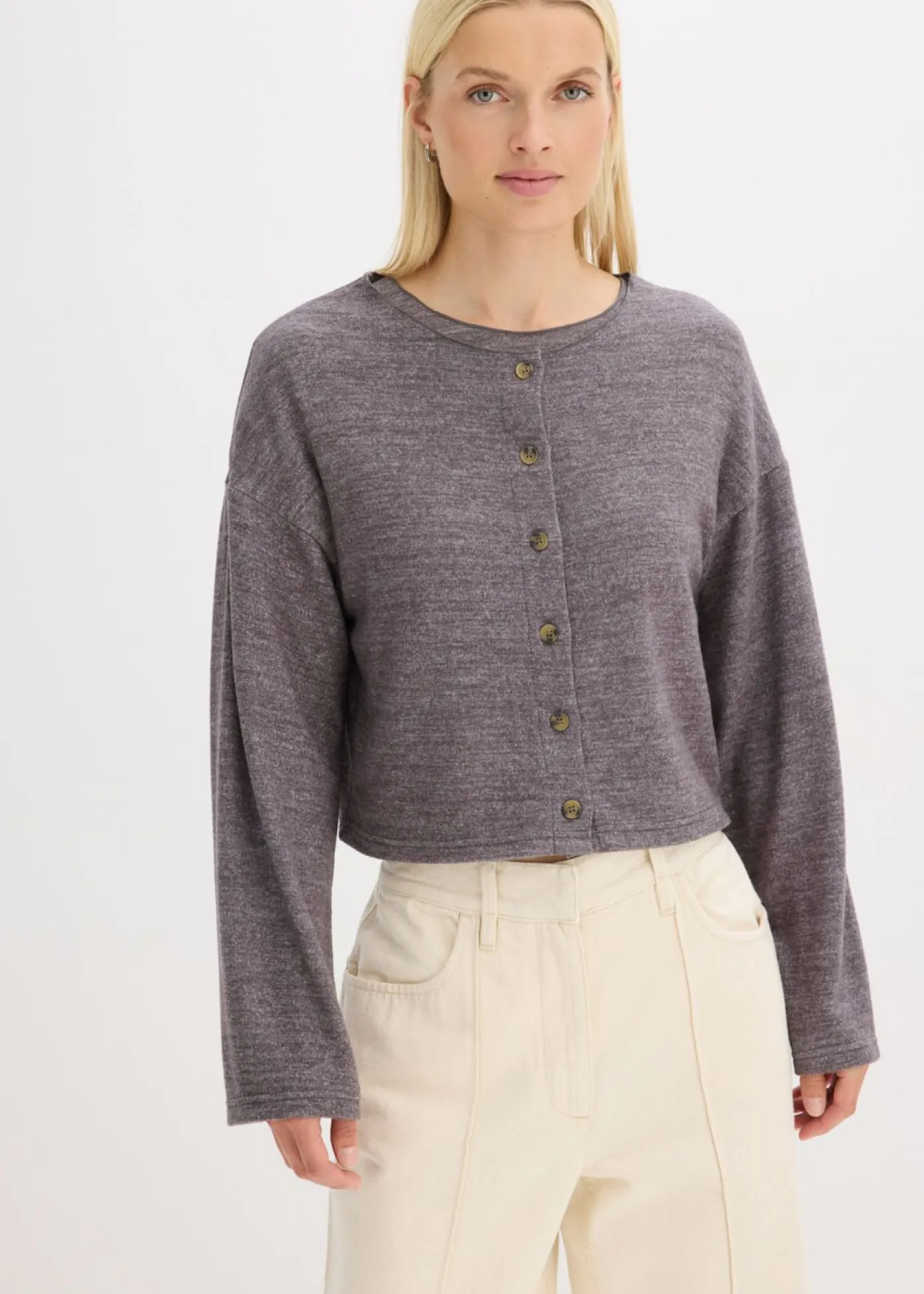 bonprix bonprix Chaqueta de punto fino de canalé pizarra moteado Hot