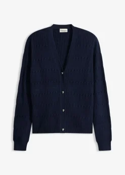 bonprix bonprix Chaqueta de punto fino de mezcla de viscosa Azul marino Clearance