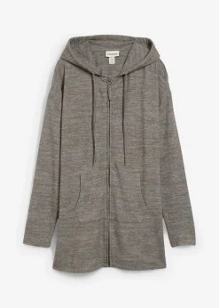 bonprix bonprix Chaqueta de punto fino de mezcla de viscosa con aspecto de punto Antracita jaspeado