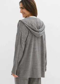 bonprix bonprix Chaqueta de punto fino de mezcla de viscosa con aspecto de punto Antracita jaspeado