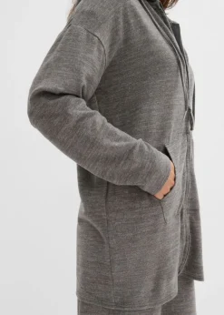 bonprix bonprix Chaqueta de punto fino de mezcla de viscosa con aspecto de punto Antracita jaspeado