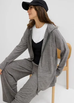 bonprix bonprix Chaqueta de punto fino de mezcla de viscosa con aspecto de punto Antracita jaspeado