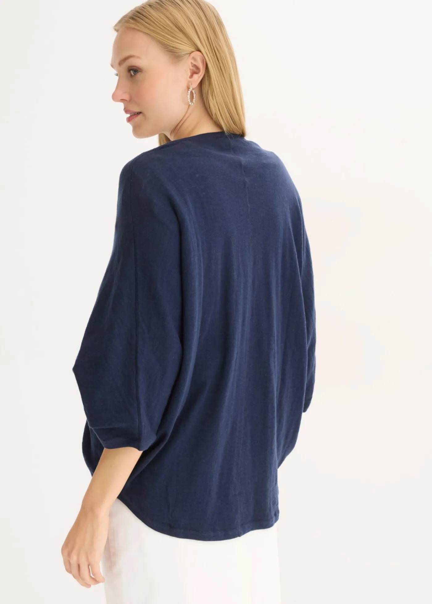 bonprix bonprix Chaqueta de punto fino de algodón puro Azul marino Online