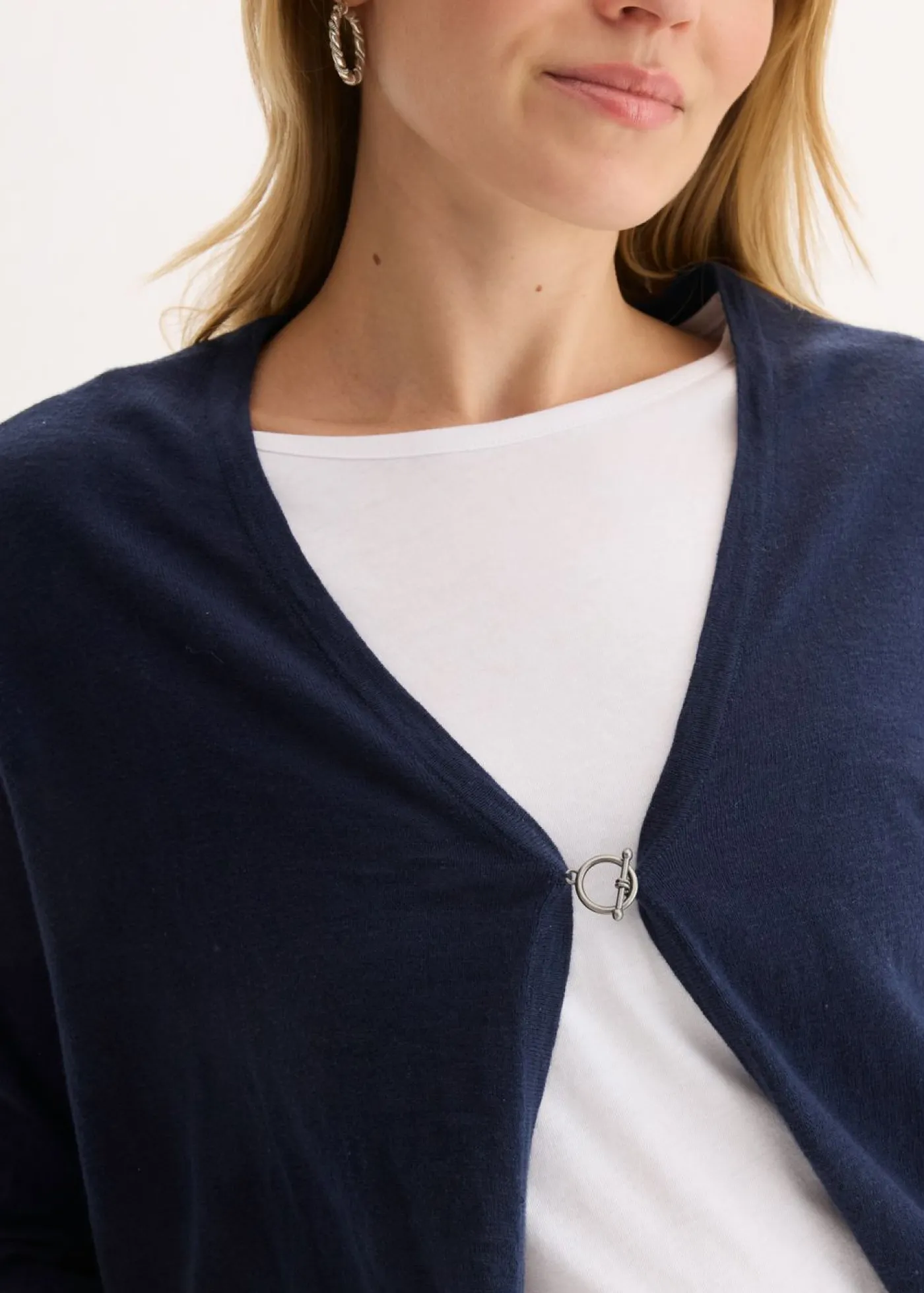 bonprix bonprix Chaqueta de punto fino de algodón puro Azul marino Online