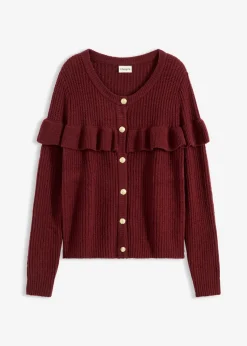 bonprix bonprix Chaqueta de punto fino de mezcla de algodón Rojo rubí Online