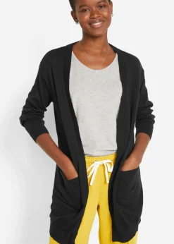 bonprix bonprix Chaqueta de punto fino de algodón Negro Discount