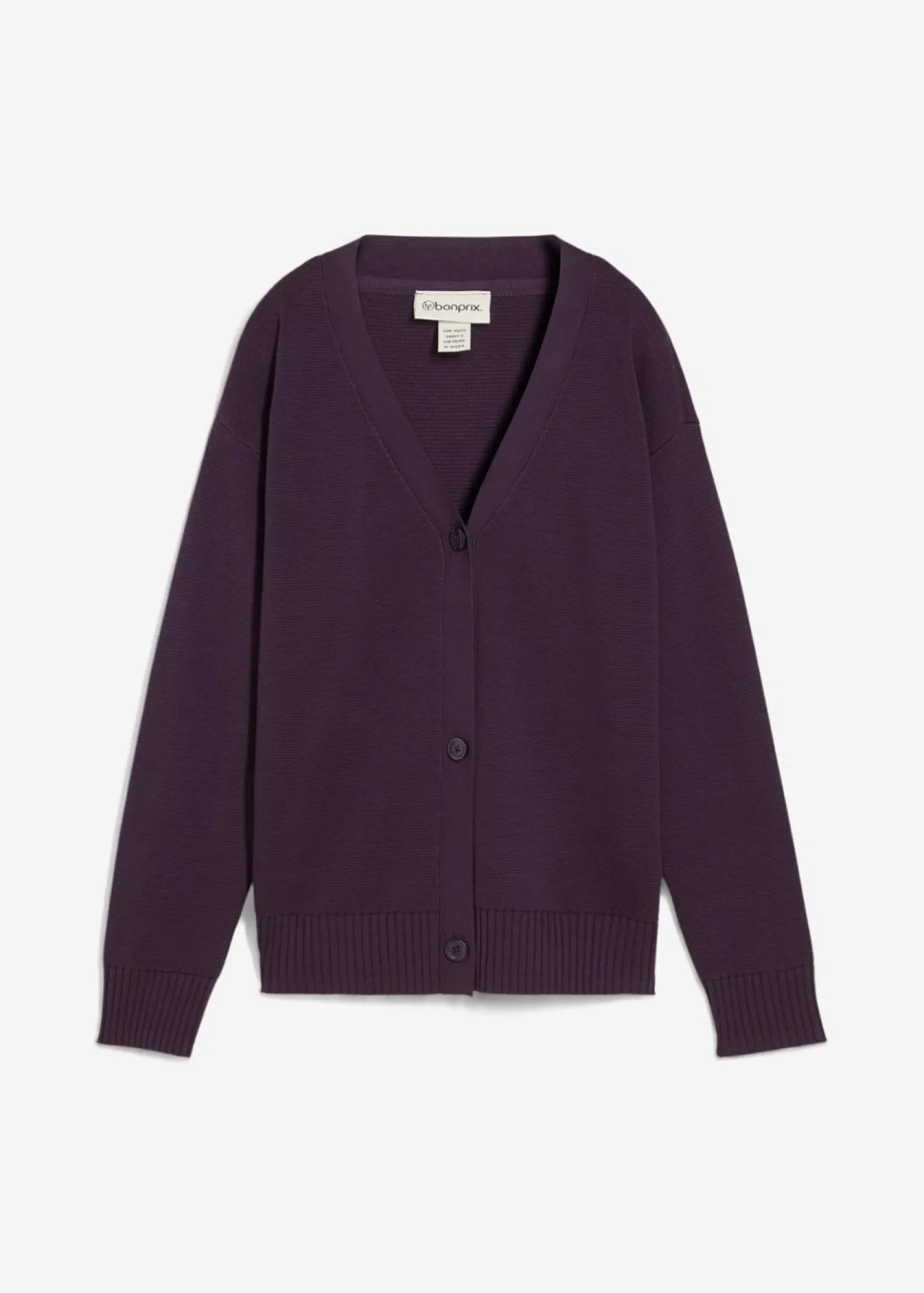 bonprix bonprix Chaqueta de punto fino Milano de canalé Ciruela Sale