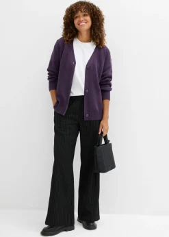 bonprix bonprix Chaqueta de punto fino Milano de canalé Ciruela Sale