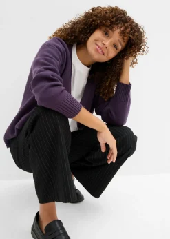 bonprix bonprix Chaqueta de punto fino Milano de canalé Ciruela Sale