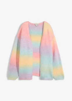 bonprix bonprix Chaqueta de punto grueso en suave mezcla de lana azul pálido/rosa pálido/amarillo/púrpura Sale