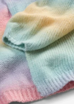 bonprix bonprix Chaqueta de punto grueso en suave mezcla de lana azul pálido/rosa pálido/amarillo/púrpura Sale