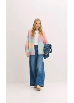 bonprix bonprix Chaqueta de punto grueso en suave mezcla de lana azul pálido/rosa pálido/amarillo/púrpura Sale