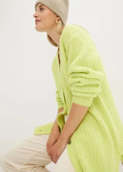 bonprix bonprix Chaqueta de punto grueso de suave mezcla de lana Verde menta Sale