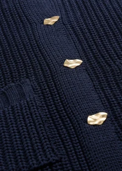 bonprix bonprix Chaqueta de punto grueso con botones con efecto martillado Azul marino New