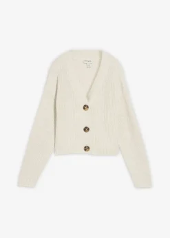 bonprix bonprix Chaqueta de punto grueso de algodón puro blanco lana moteado Hot