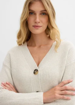 bonprix bonprix Chaqueta de punto grueso de algodón puro blanco lana moteado Hot